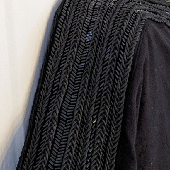 Allsaints Oriel Slouchy Tee Embelished Boat Neckline Asymmetrical Black Top 0 US - Picture 5 of 7